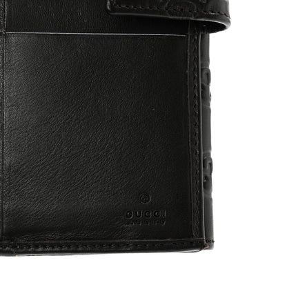 Gucci Guccissima Margaux Calfskin Metal Bar Continental Flap Wallet Black 7 of 13