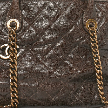 Chanel Glazed Caviar Quilted Large Shiva Frame Tote Brown 8 of 10