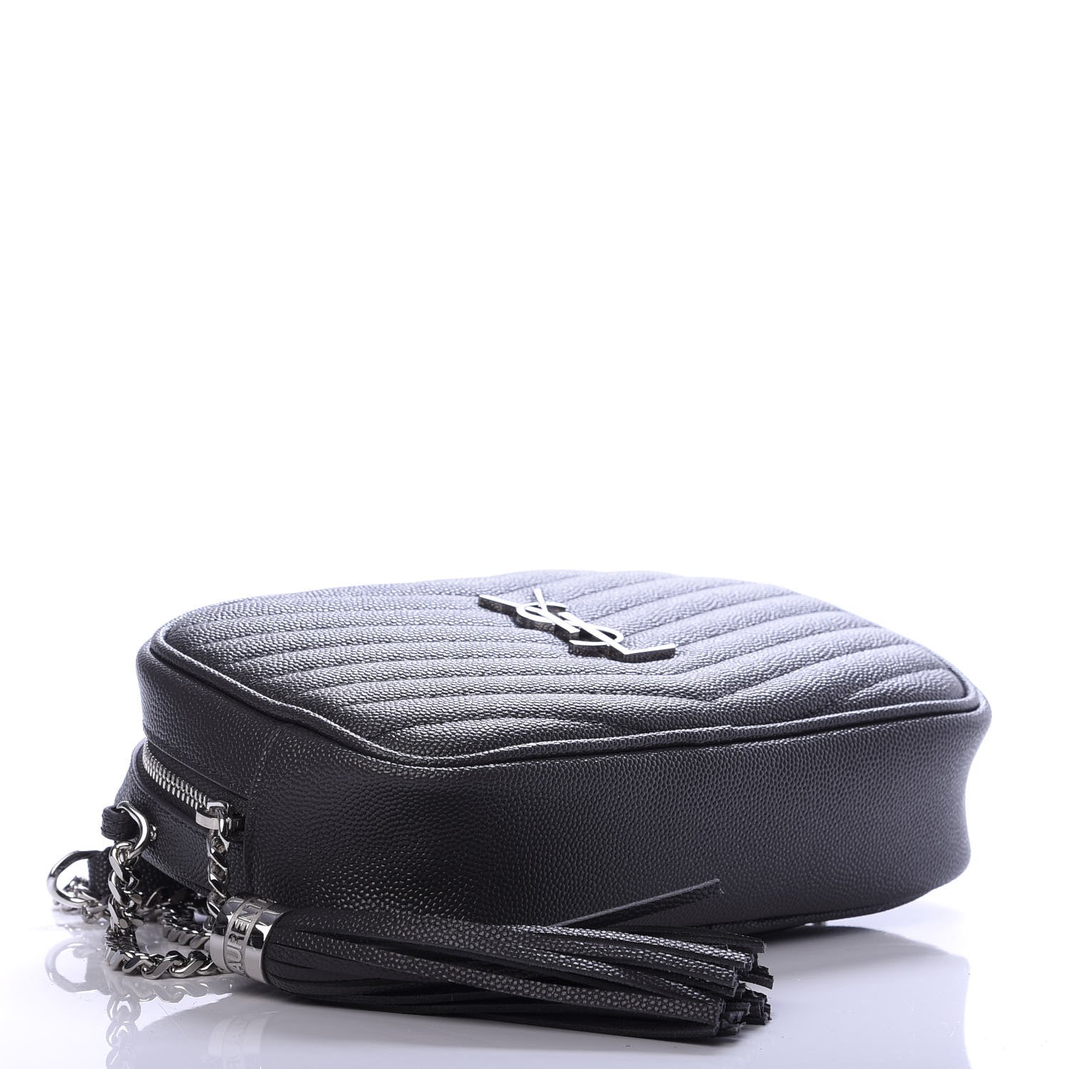 Saint Laurent Grain De Poudre Matelasse Monogram Mini Lou Camera Bag Dark Smog 4 of 9