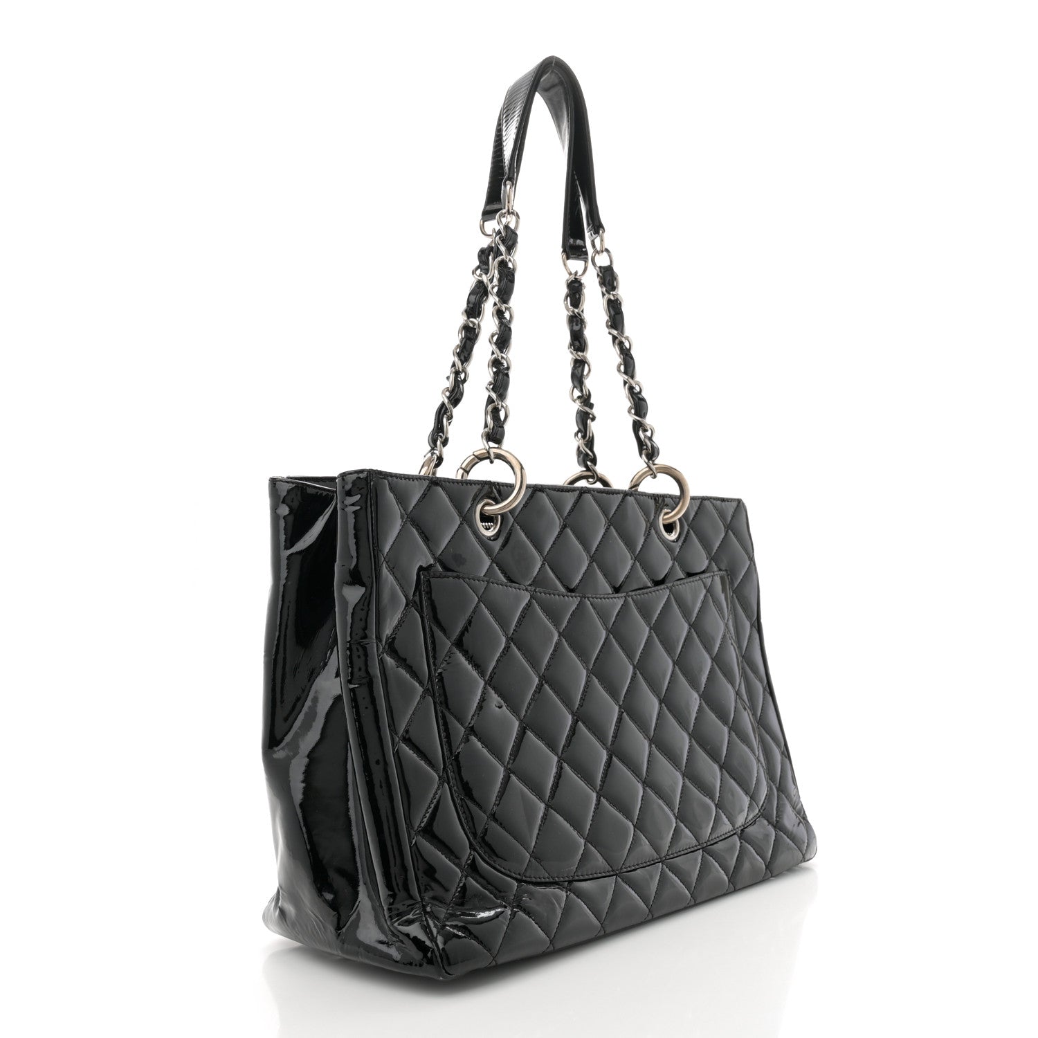 Chanel Patent Quilted Grand Shopping Tote GST Black 3 of 13