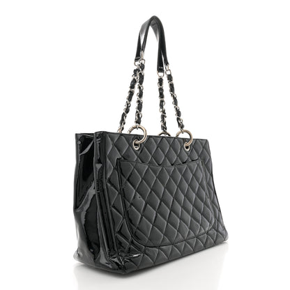 Chanel Patent Quilted Grand Shopping Tote GST Black 3 of 13
