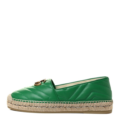 Gucci Nappa Matelasse GG Marmont Espadrilles 37.5 New Shamarock 1 of 8