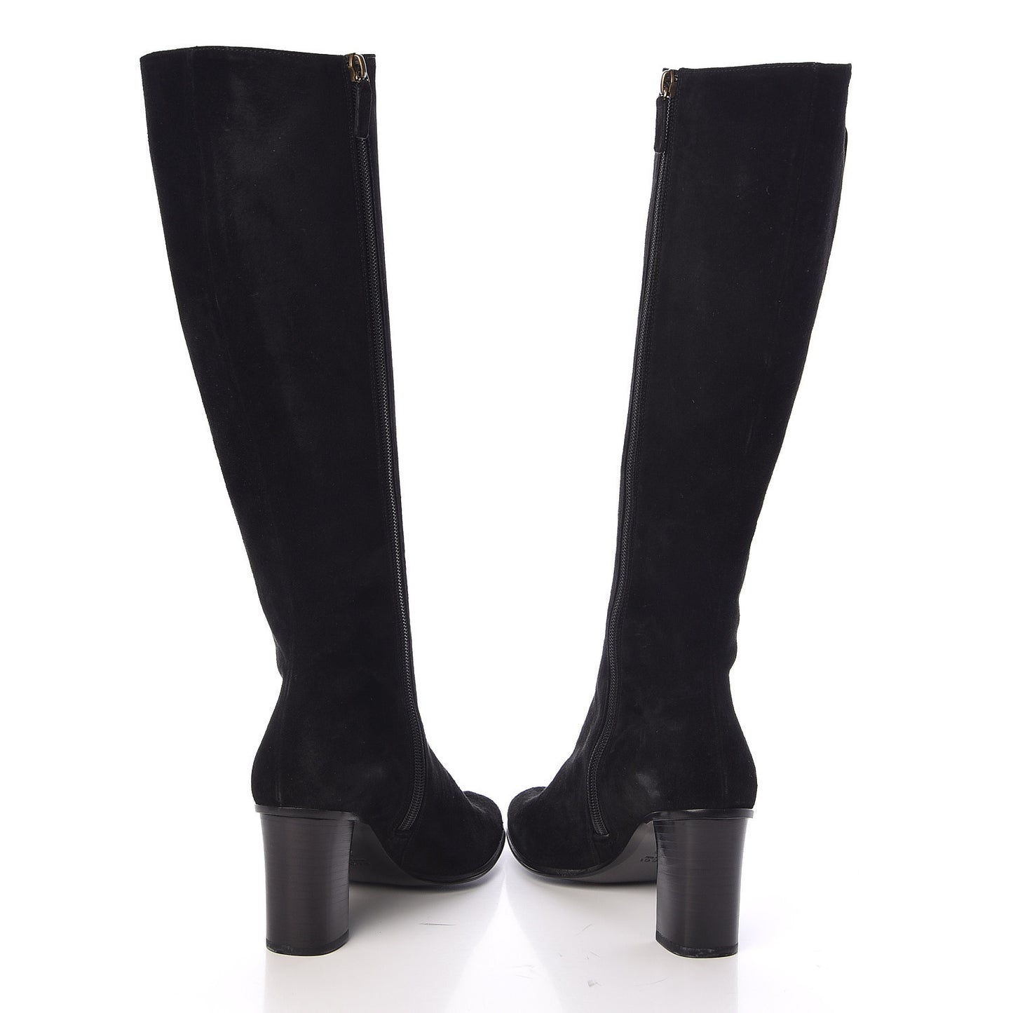 Suede Interlocking G Knee High Boots 7 Black