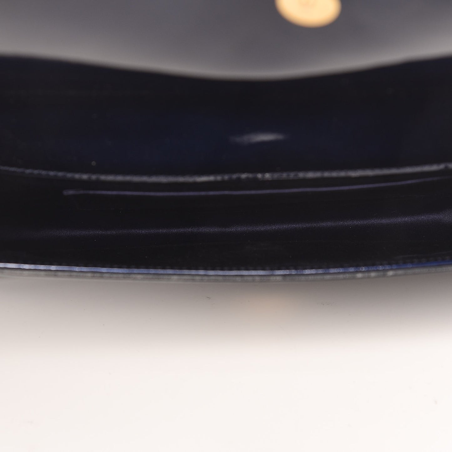 Patent Calfskin Large Belle De Jour Clutch Navy Blue