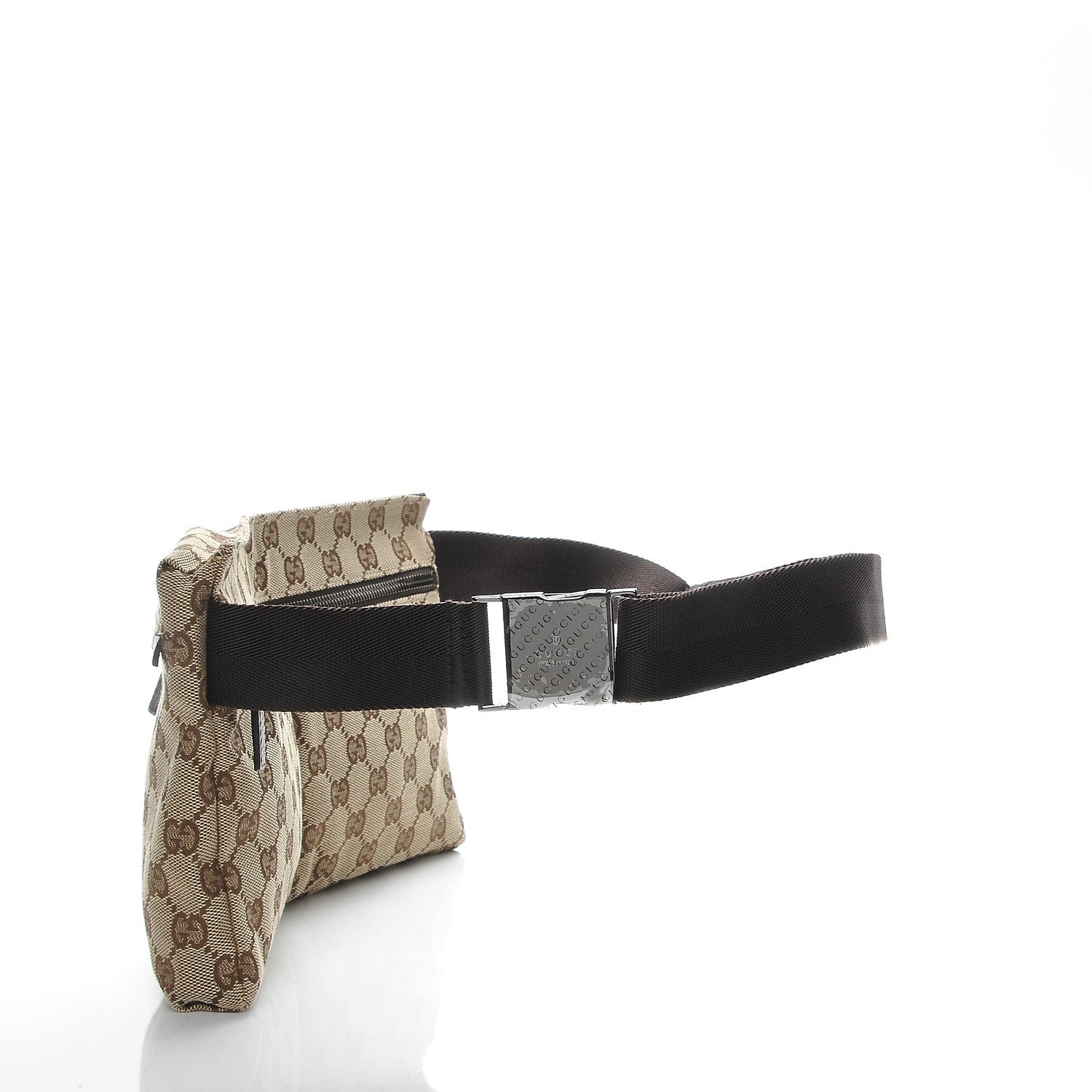 Gucci GG Monogram Double Pocket Belt Bag Dark Brown 3 of 7