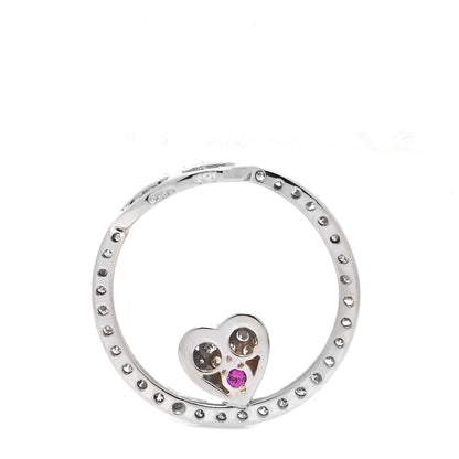 Roberto Coin 18K White Gold Diamond Small Circle Heart Pendant 3 of 4