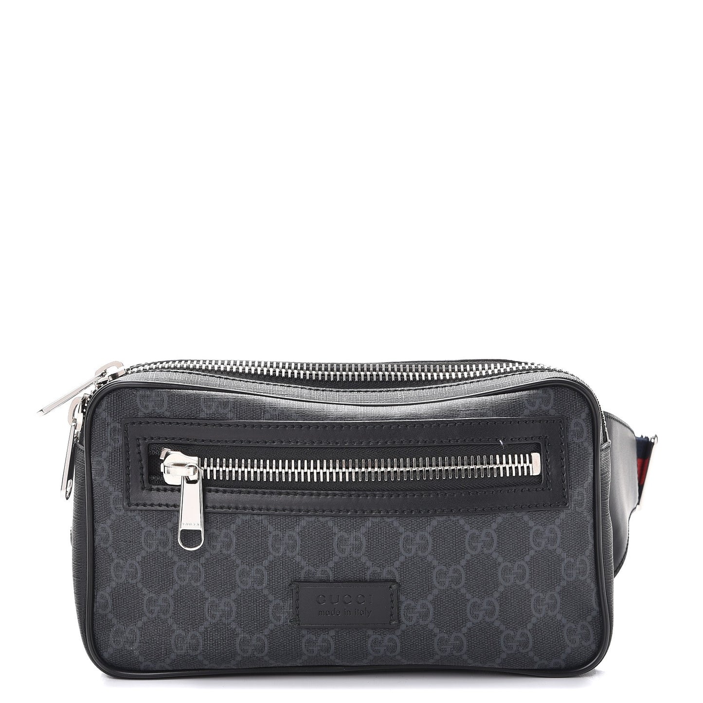 Soft GG Supreme Monogram Web Belt Bag Black Grey