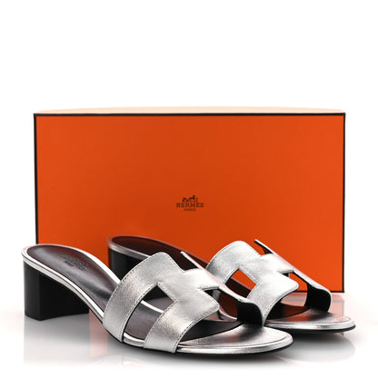 Hermes Metallic Nappa Oasis Sandals 41 Argent 11 of 11