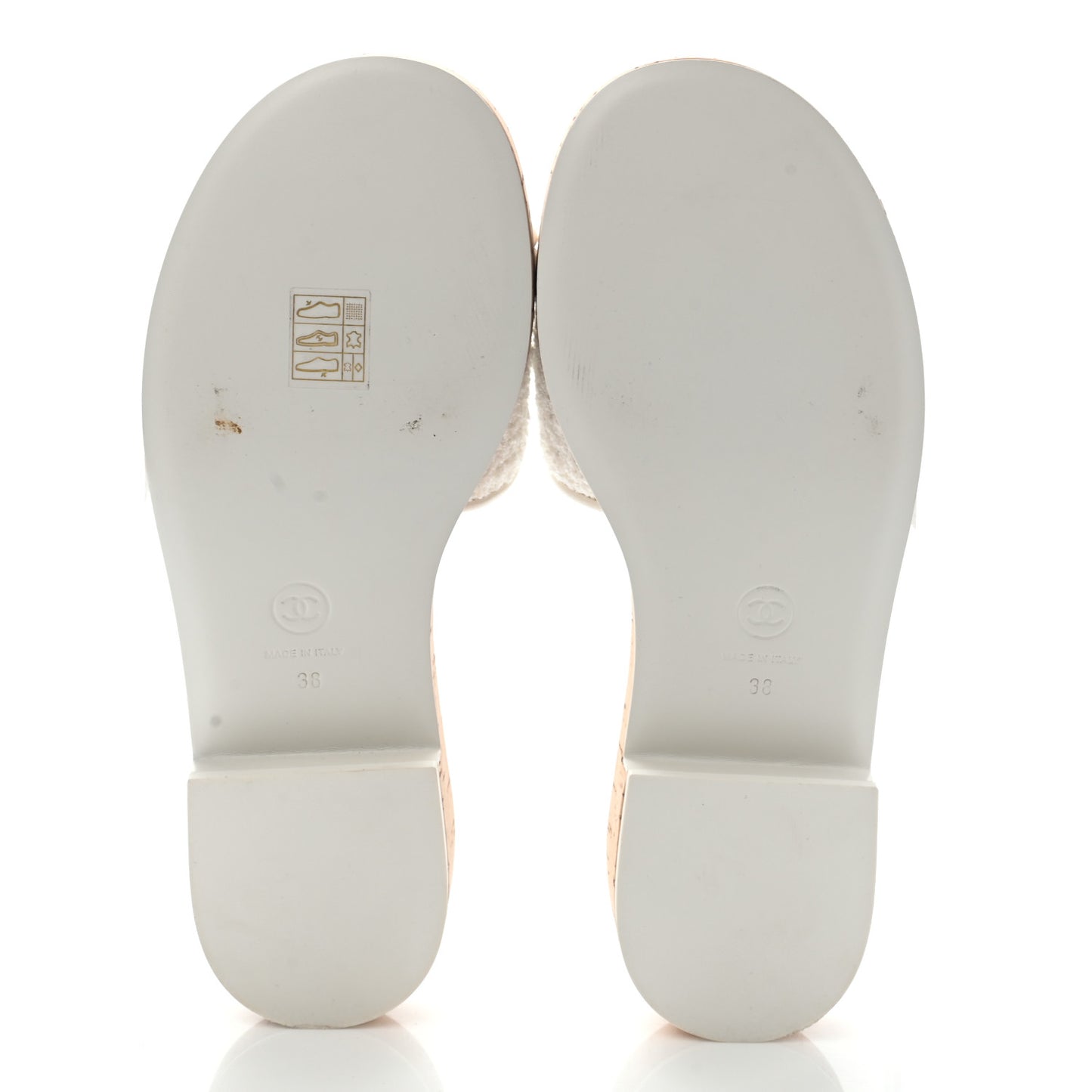 Tweed Cork CC Chain Mule Sandal 38 White