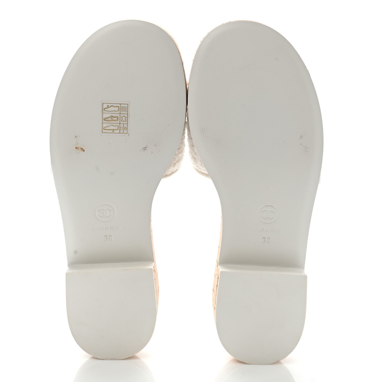 Chanel Tweed Cork CC Chain Mule Sandal 38 White 7 of 8