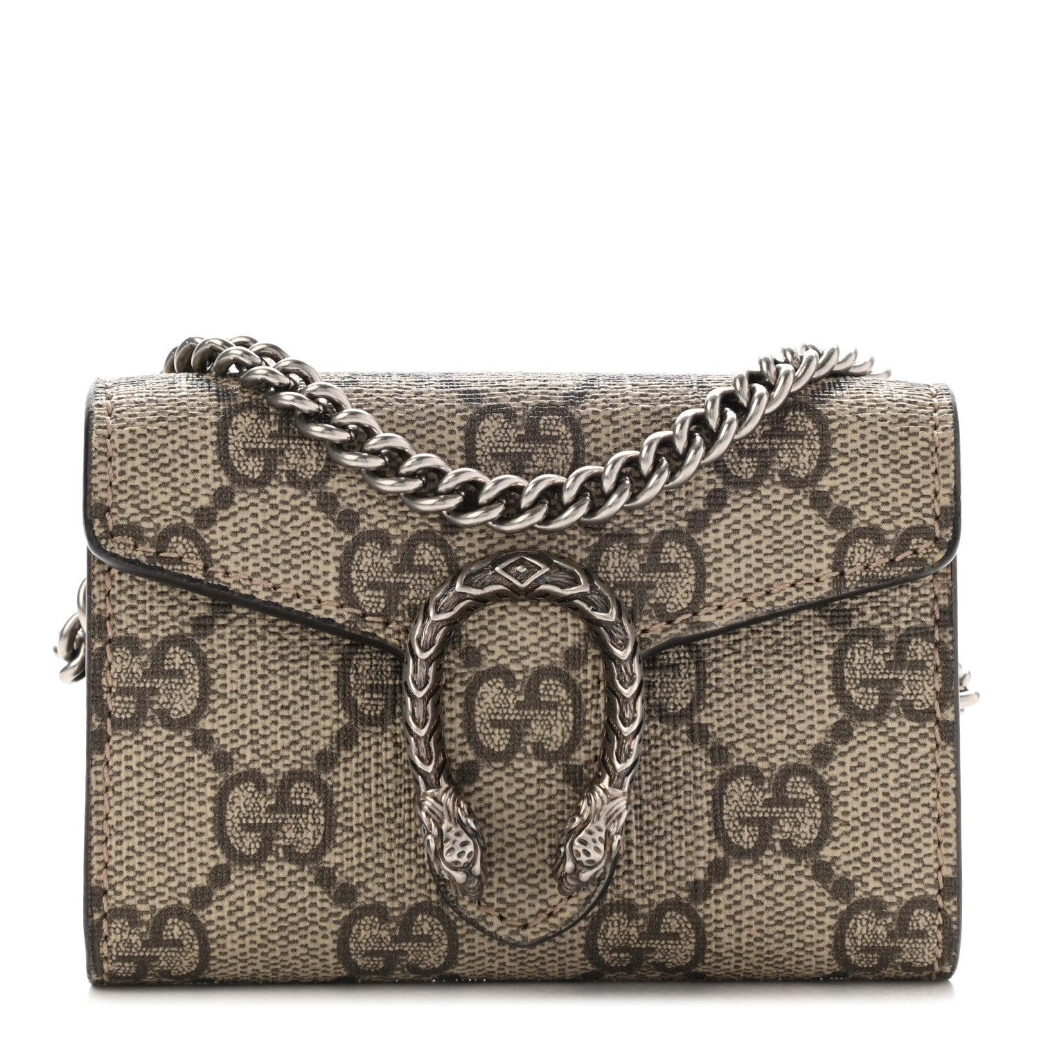 Gucci GG Supreme Monogram Dionysus Coin Purse Taupe 1 of 7