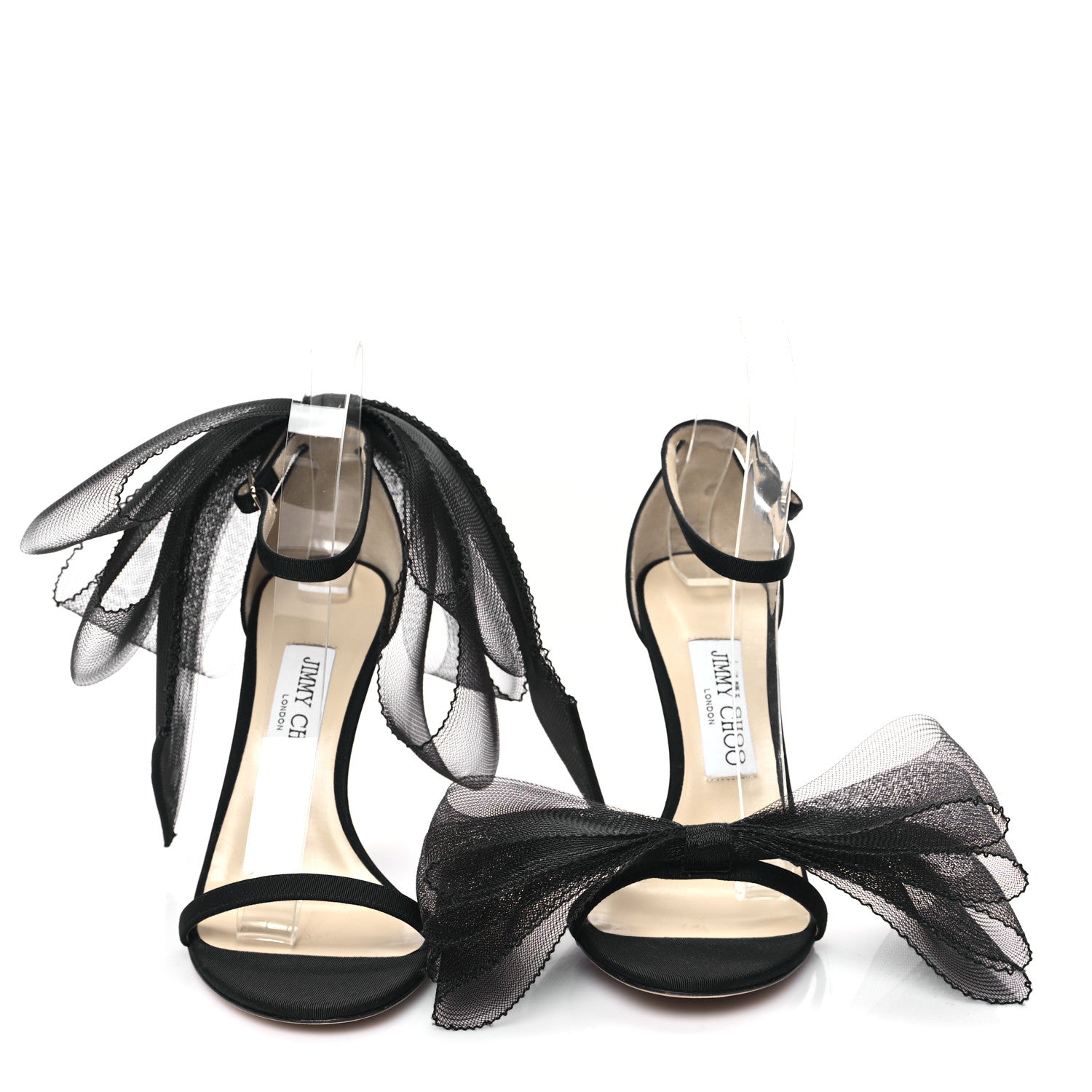 Jimmy Choo Grosgrain Aveline Bow 100 Sandals 37.5 Black 2 of 8