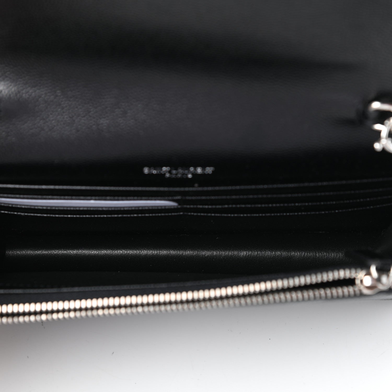 Saint Laurent Grain De Poudre Matelasse Chevron Monogram Envelope Chain Wallet Black 5 of 9