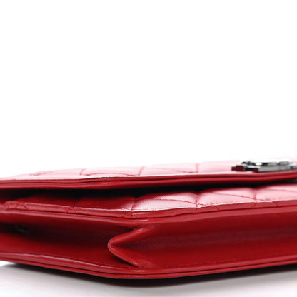 Chanel Lambskin Quilted Boy Wallet On Chain WOC Red 10 of 11