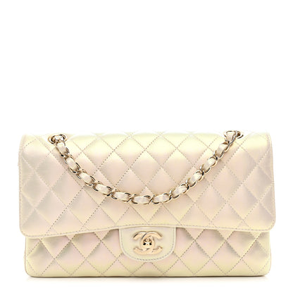Chanel Iridescent Lambskin Quilted Medium Double Flap Ivory 1 of 11