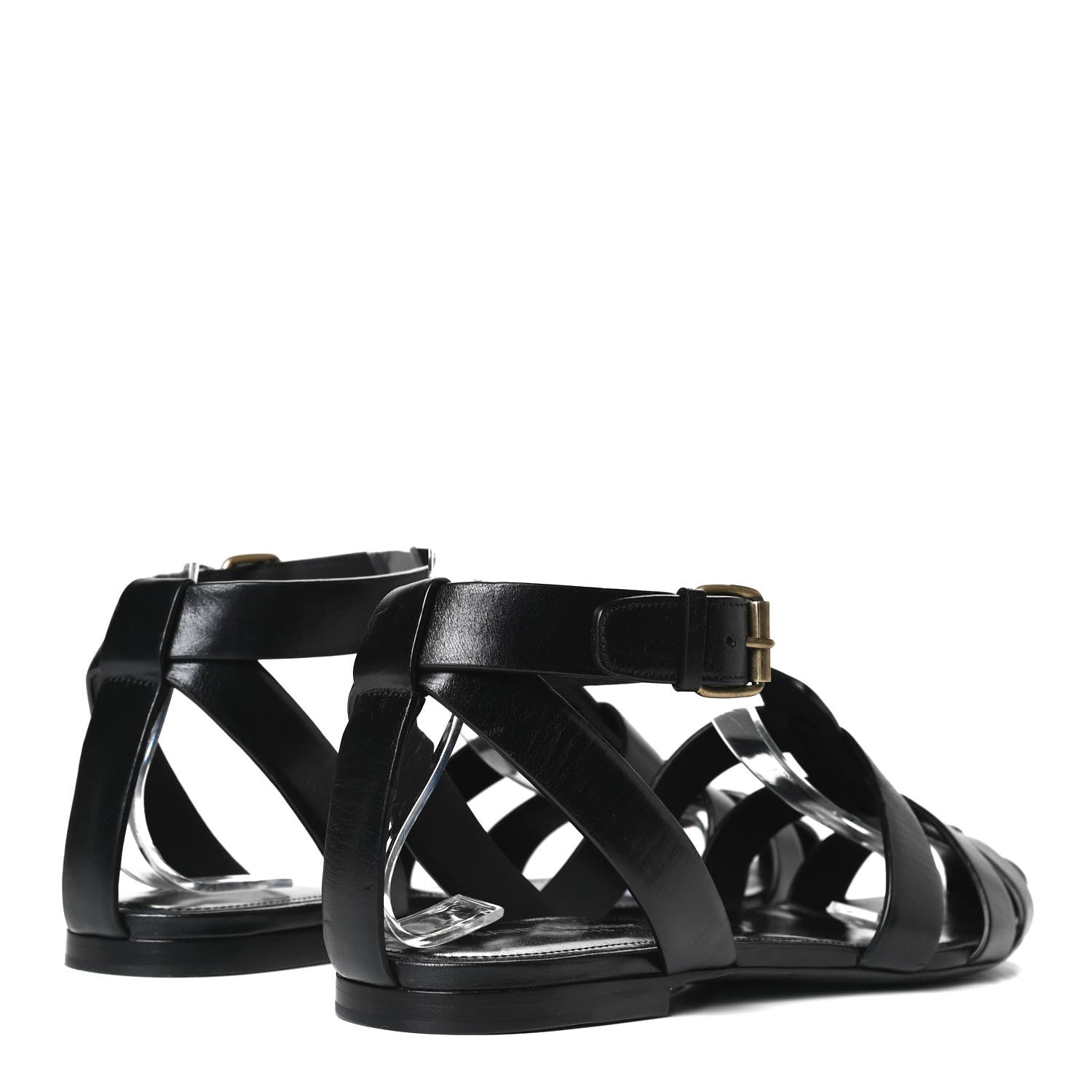 Saint Laurent Calfskin Tribute 05 Ankle Wrap Sandals 40.5 Black 4 of 9