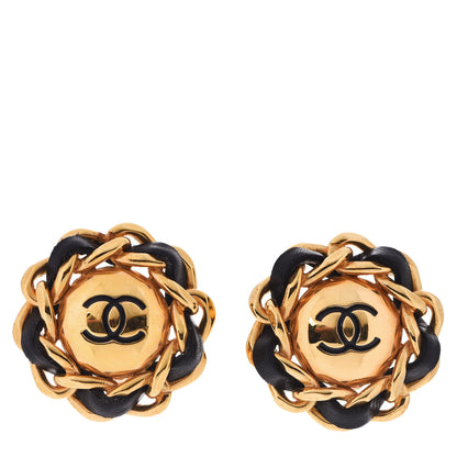 Chanel Lambskin Chain CC Clip On Earrings Gold 1 of 4