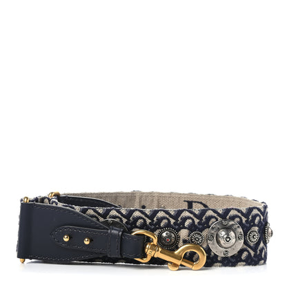 Christian Dior Oblique Studded Shoulder Strap Blue 2 of 7