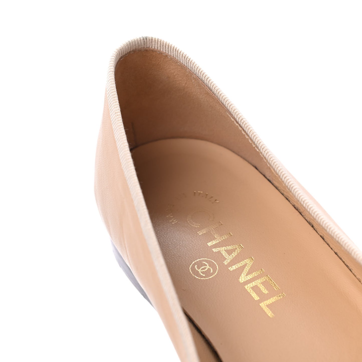 Lambskin Cap Toe CC Ballerina Flats 38 Beige Black