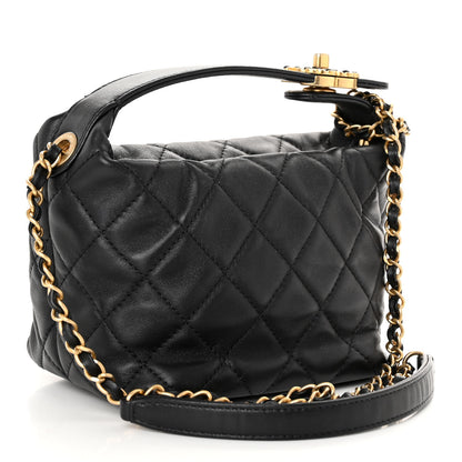 Chanel Lambskin Quilted Small Perfect Meeting Hobo Black 3 of 11