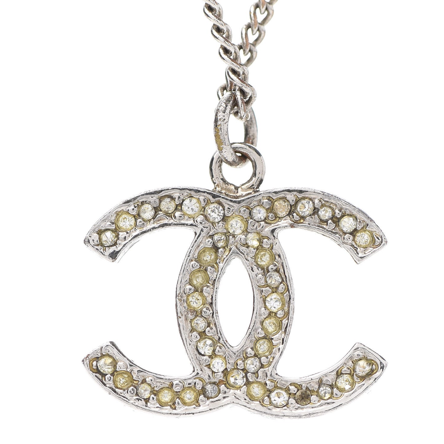 Crystal CC Pendant Necklace Silver