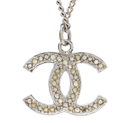 Chanel Crystal CC Pendant Necklace Silver 5 of 6