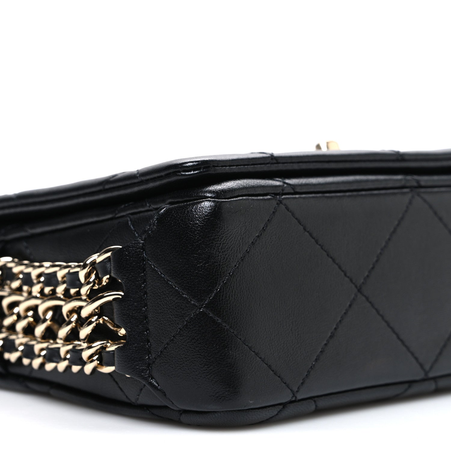 Chanel Lambskin Quilted Mini Chain Rows Flap Black 9 of 10