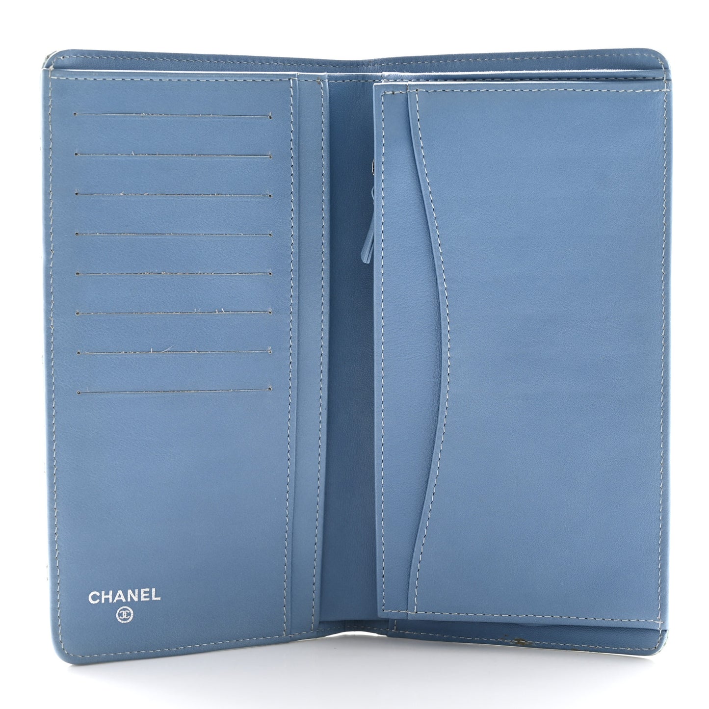 Patent Calfskin Quilted Yen Wallet Blue