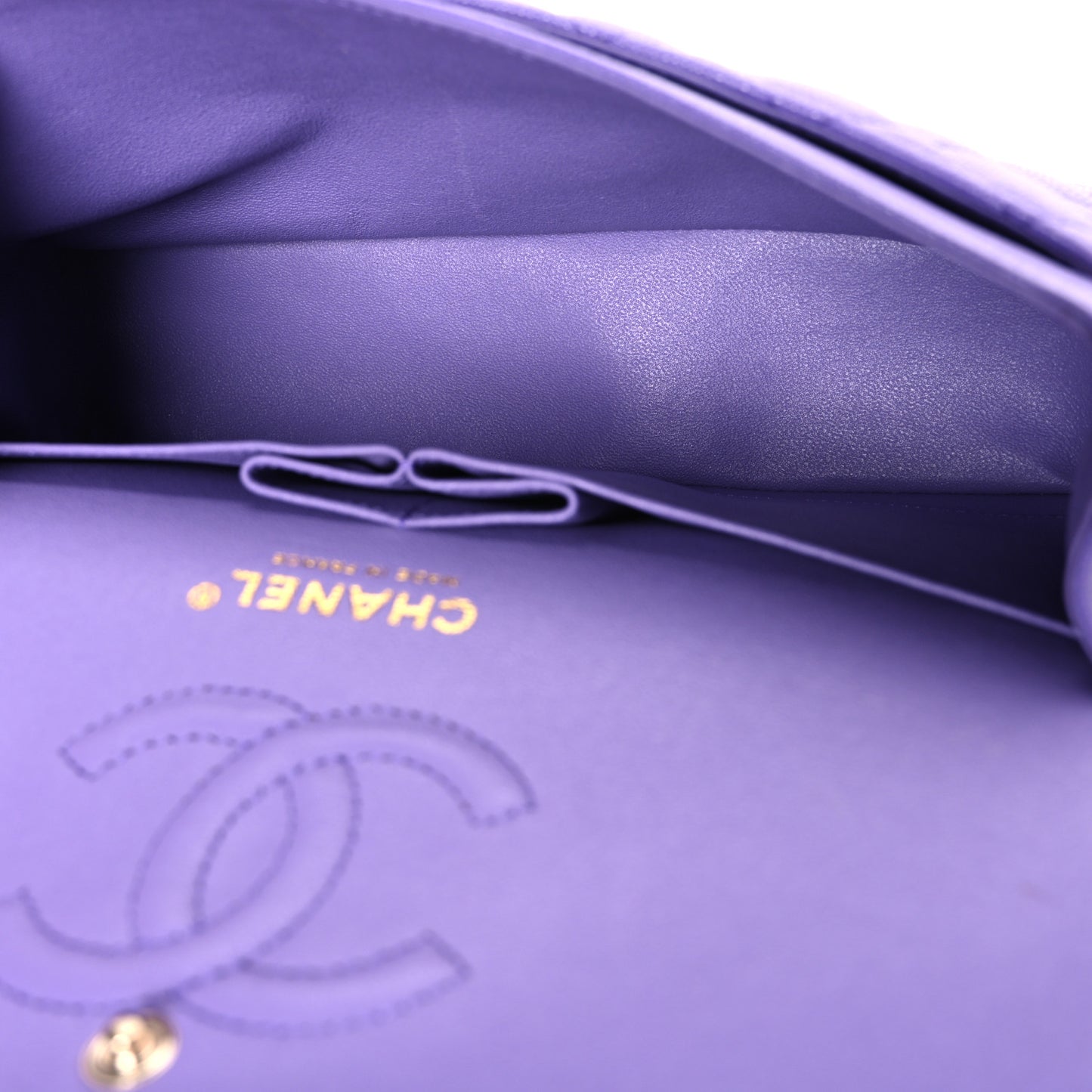 Caviar Quilted Small Double Flap Purple
