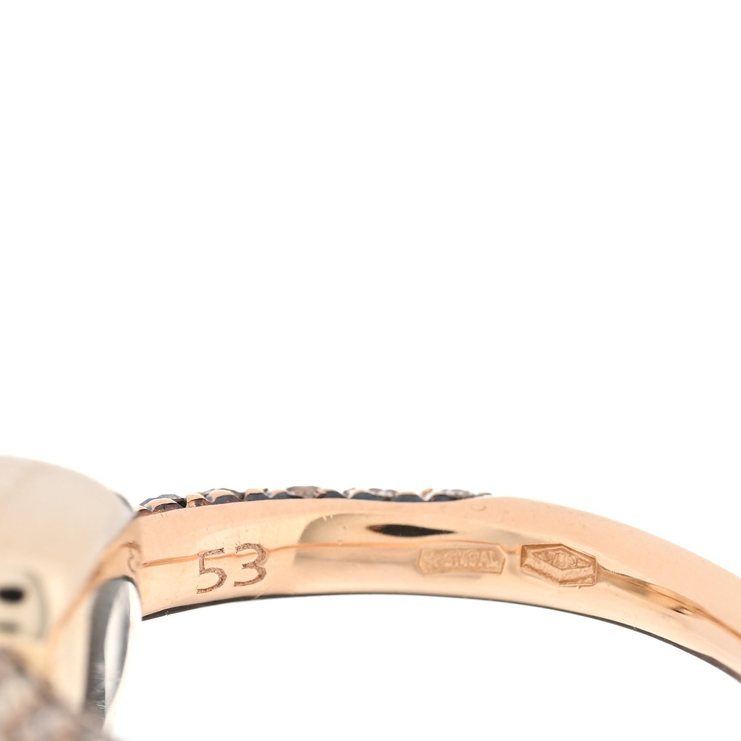 18K Rose Gold Diamond Moonstone Petit Nudo Ring 53 6.25