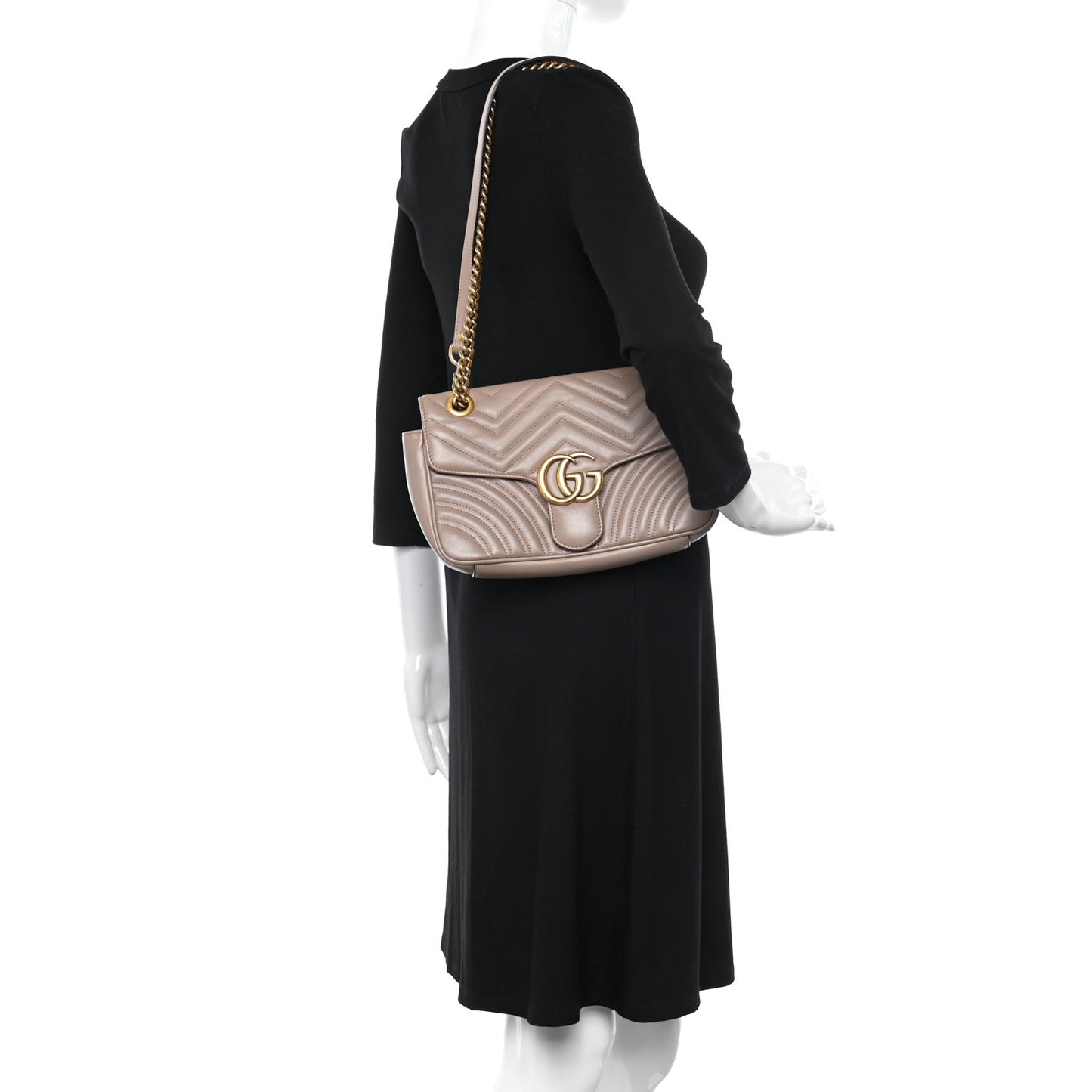 Calfskin Matelasse Small GG Marmont Shoulder Bag Porcelain Rose