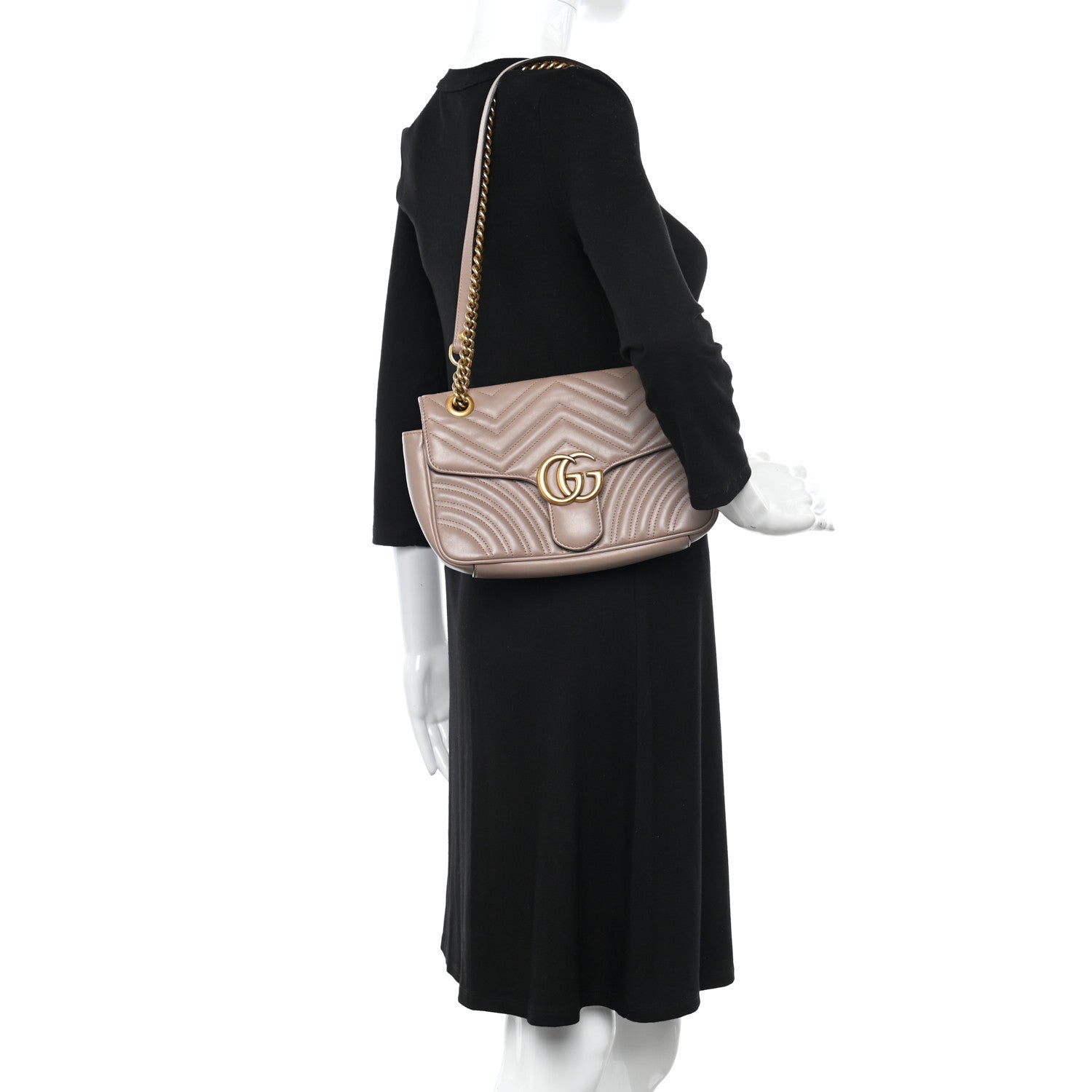 Gucci Calfskin Matelasse Small GG Marmont Shoulder Bag Porcelain Rose 2 of 13