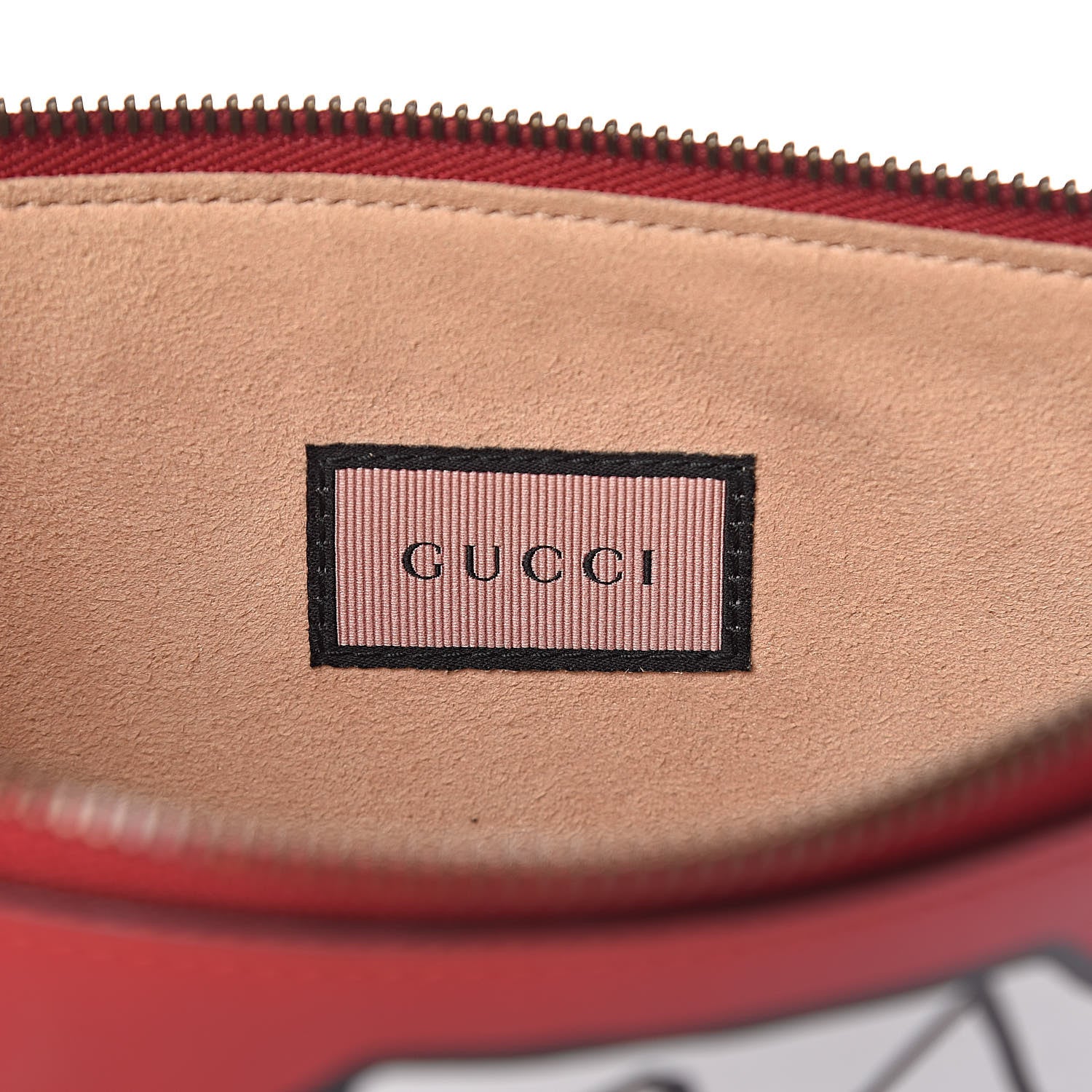 Gucci Calfskin GucciGhost Print Pouch Hibiscus Red 8 of 10