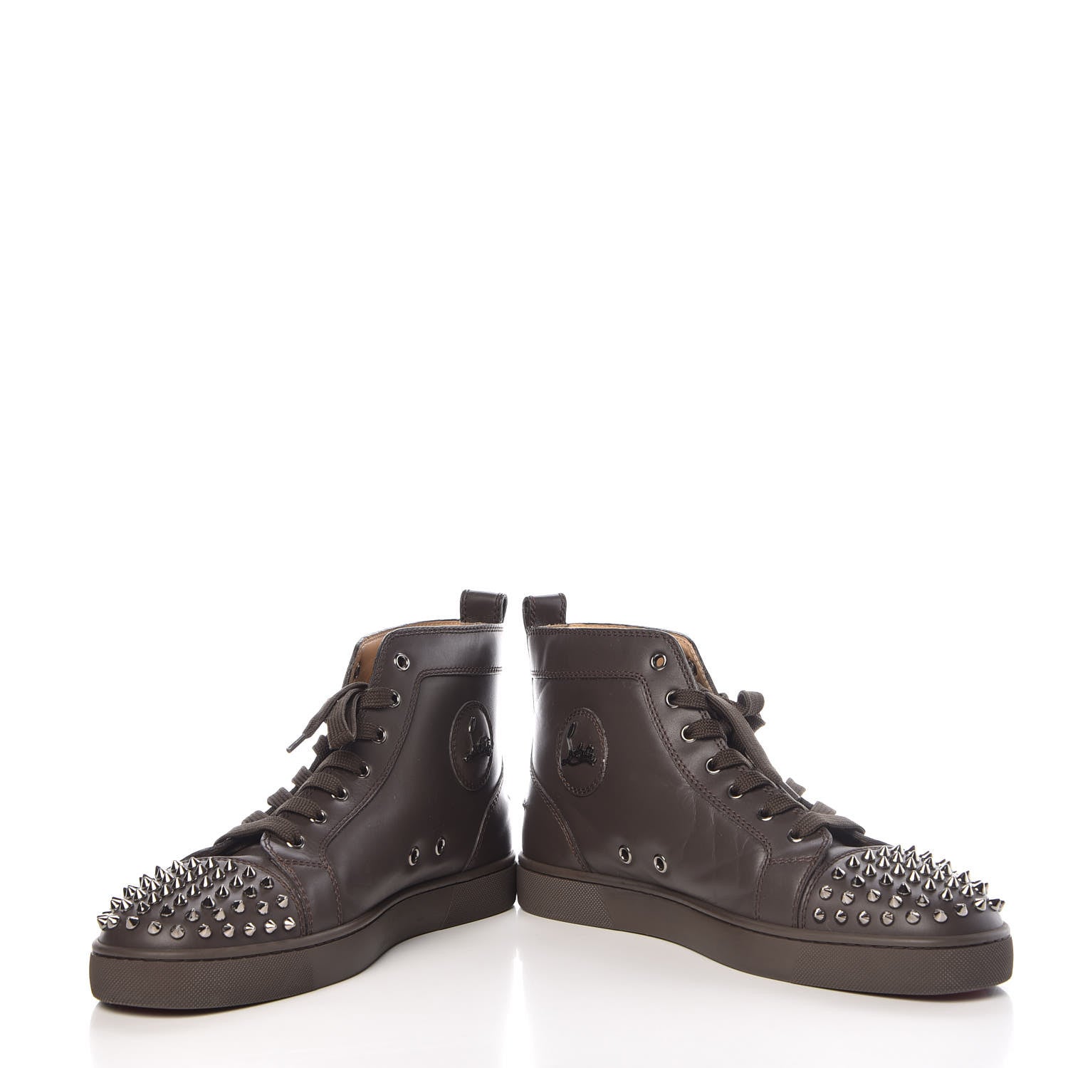 Christian Louboutin Calfskin Spikes Mens Lou Flat Sneakers 43.5 Grey 5 of 12