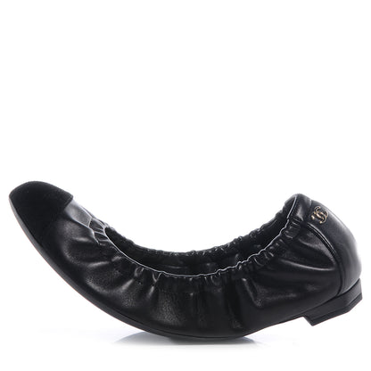 Chanel Suede Classic CC Cap Toe Ballet Flats 38 Black 1 of 7