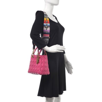 Christian Dior Goatskin Cannage Medium Lady Dior Fuchsia 2 of 10
