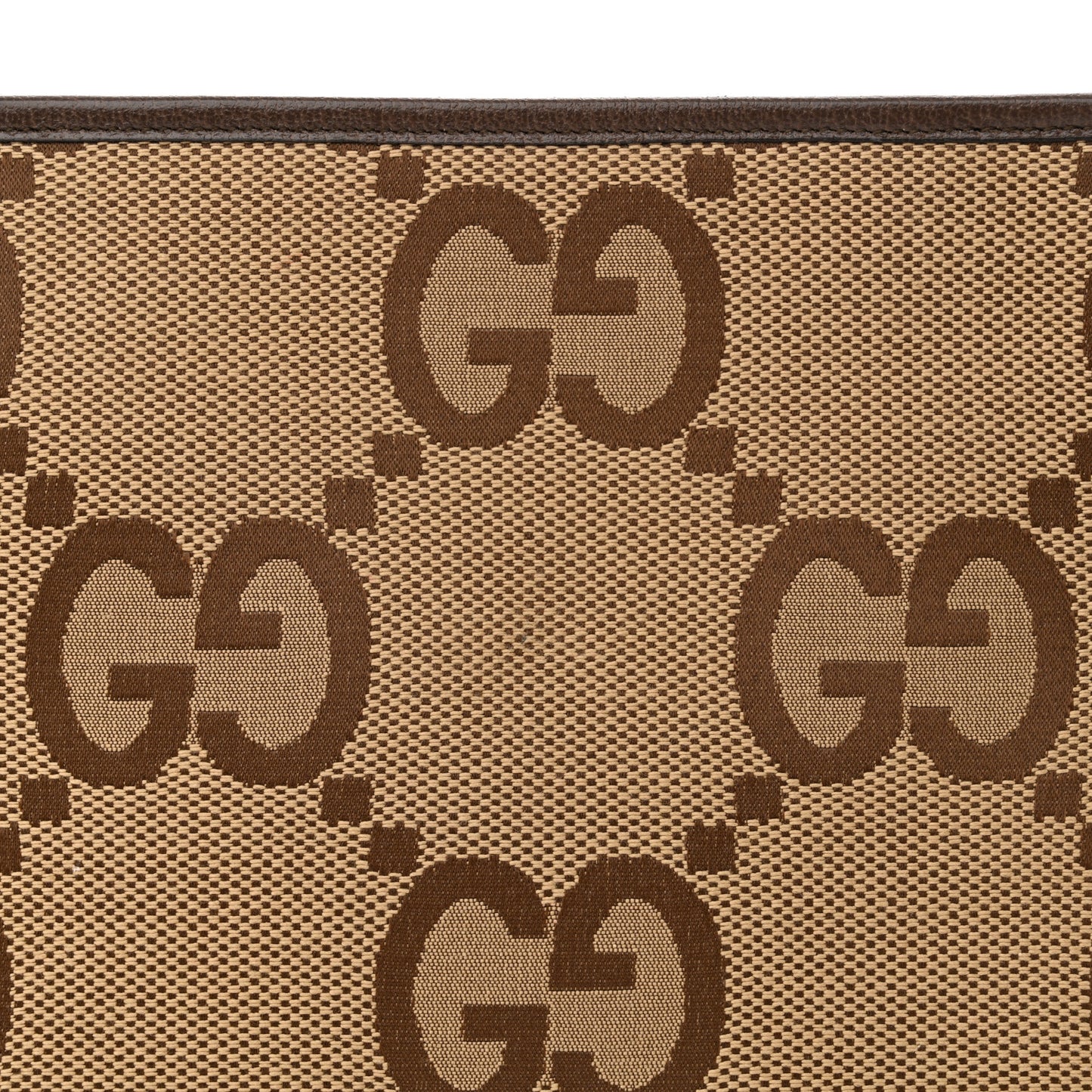 Monogram Jumbo GG Textured Dollar Calfskin Pouch Camel Ebony New Acero