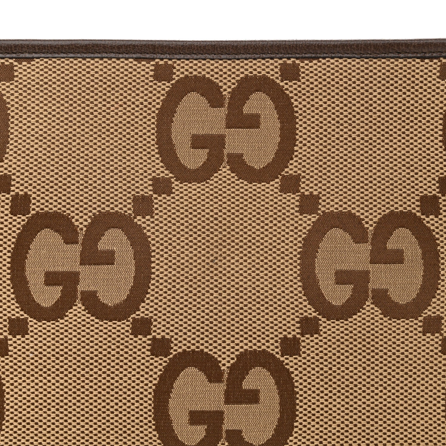 Gucci Monogram Jumbo GG Textured Dollar Calfskin Pouch Camel Ebony New Acero 8 of 10