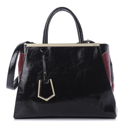 Fendi Patent Regular 2Jours Tote Black Red Milk 1 of 10