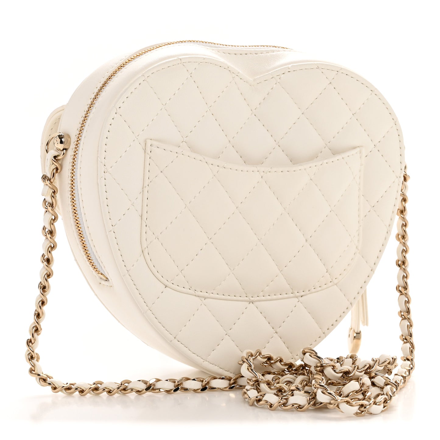 Lambskin Quilted CC In Love Heart Bag White