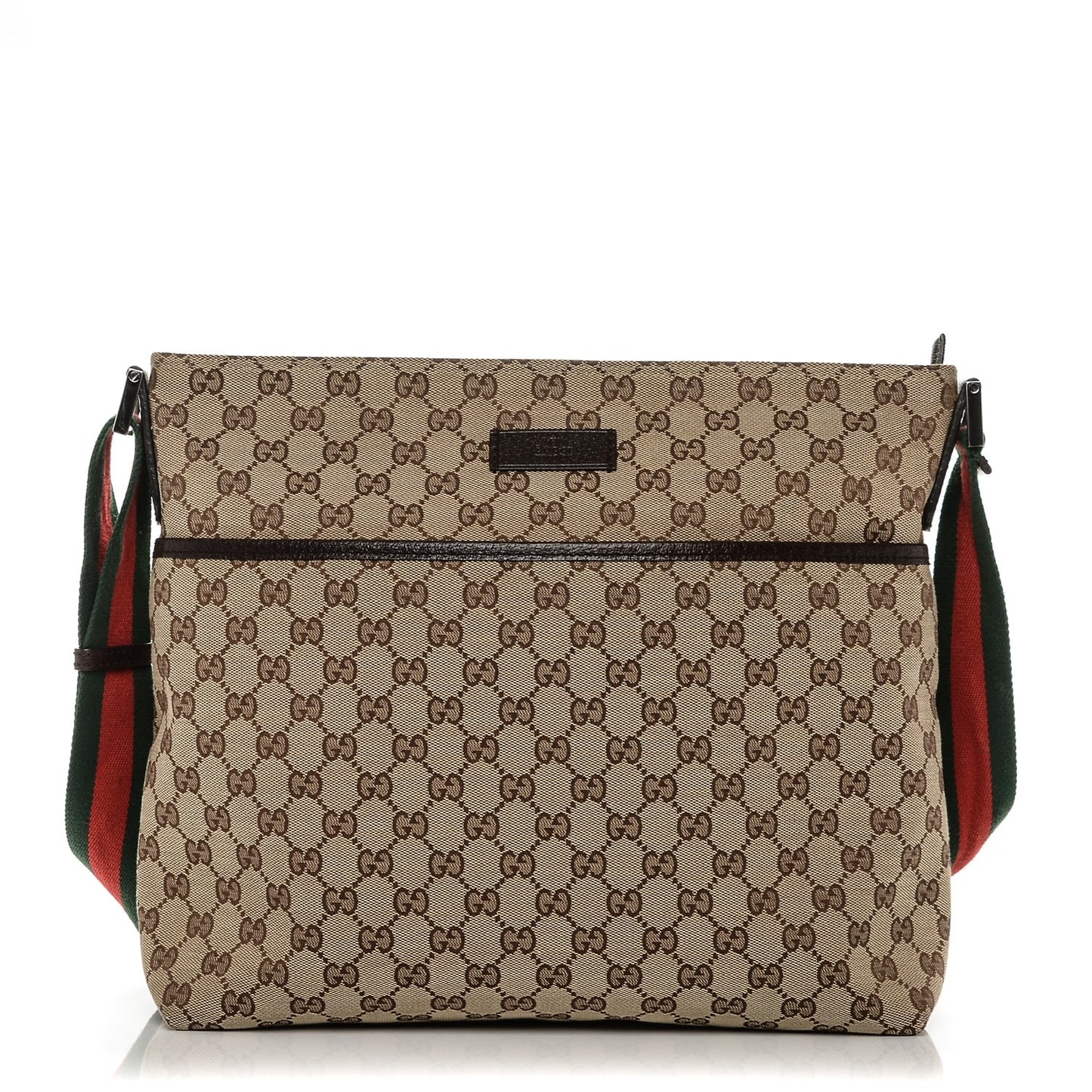 Monogram Web Medium Flat Messenger Bag Brown