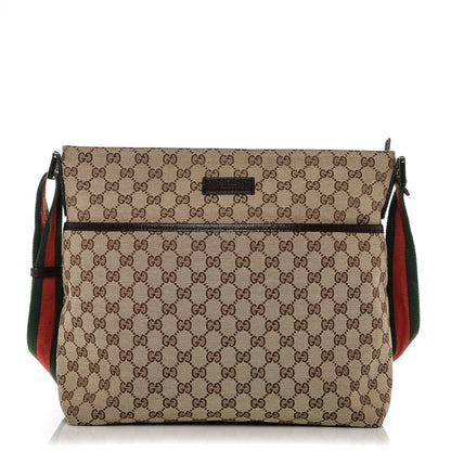 Gucci Monogram Web Medium Flat Messenger Bag Brown 1 of 6