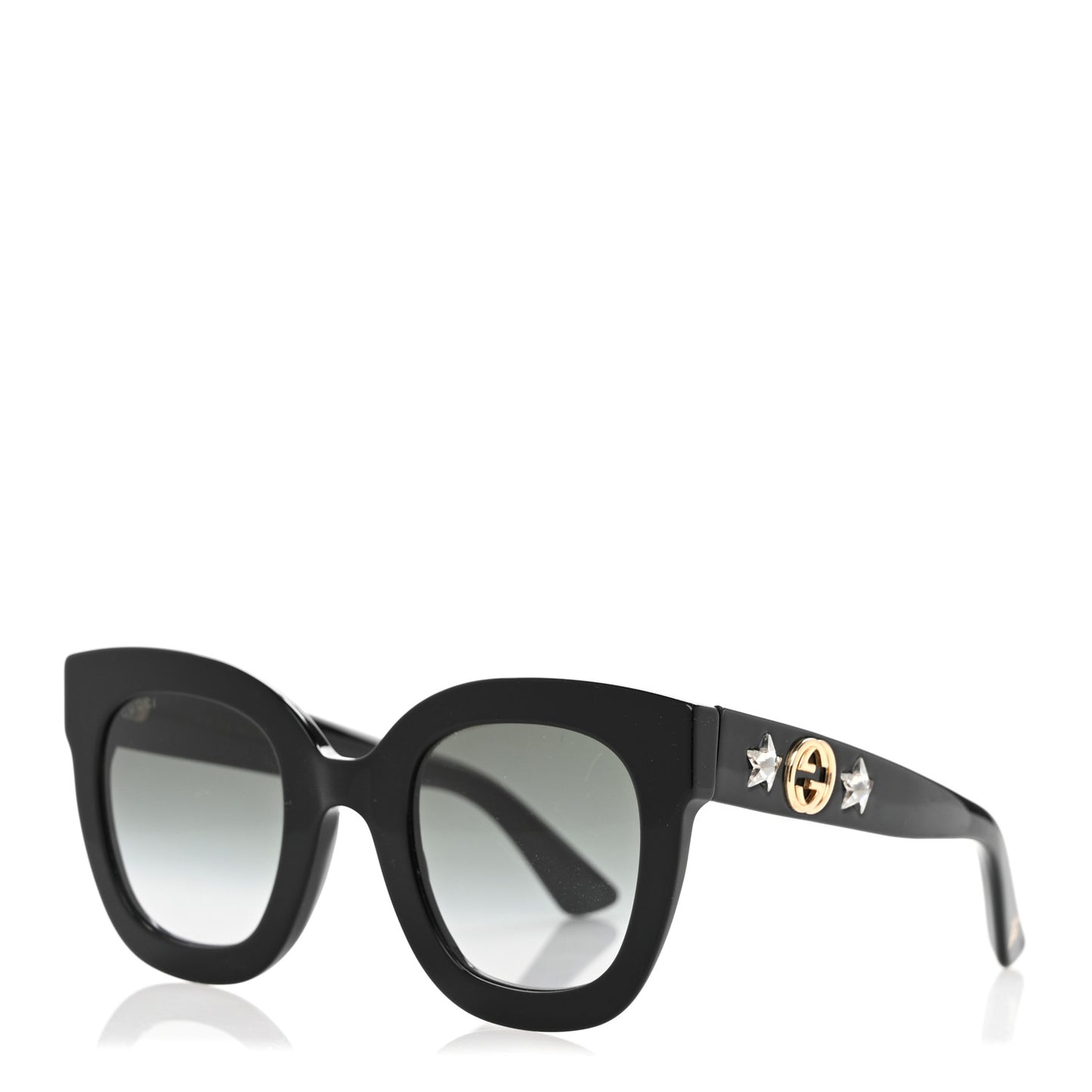 Acetate Crystal Star Round Frame Sunglasses GG0208S Black