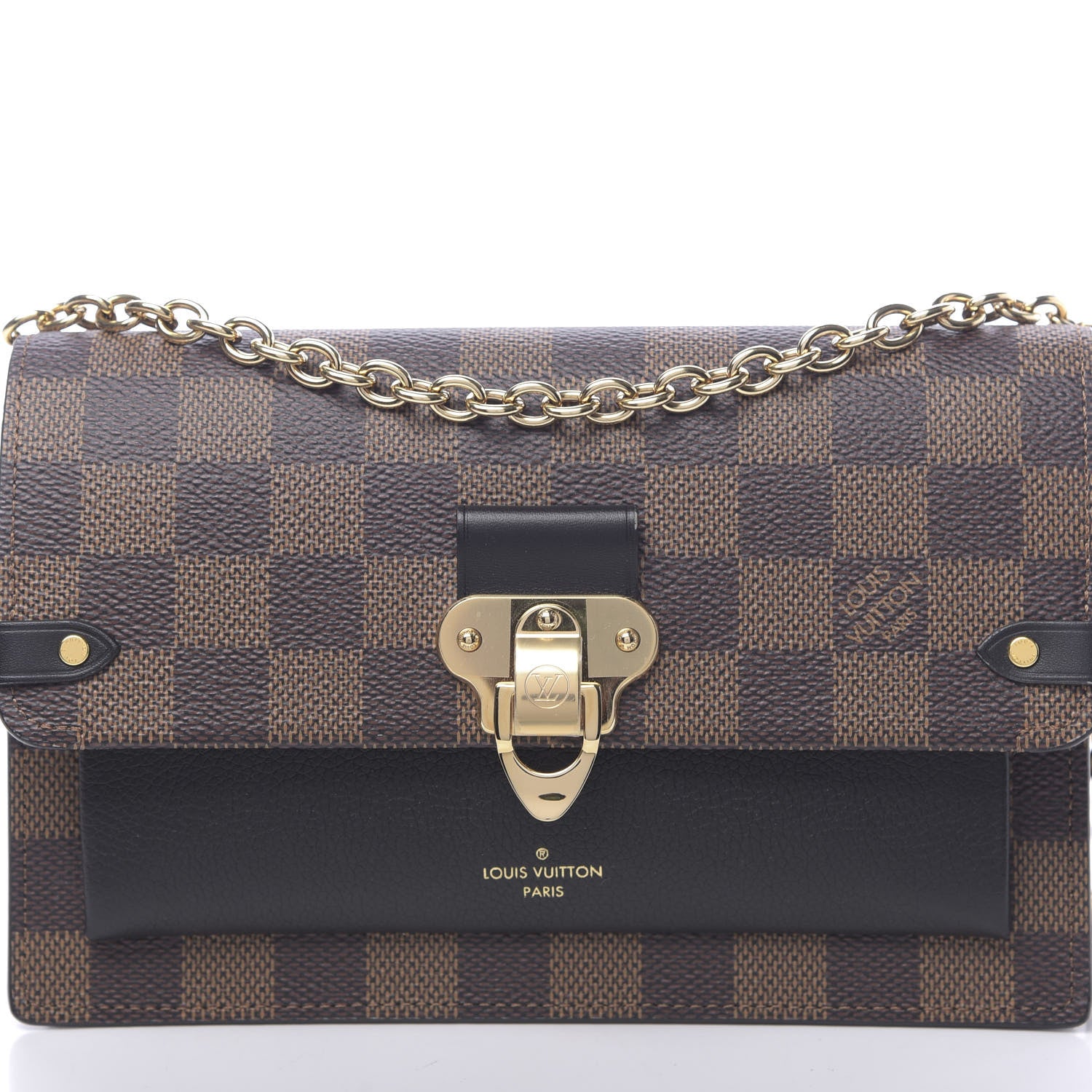 Louis Vuitton Damier Ebene Vavin Chain Wallet Black 9 of 10