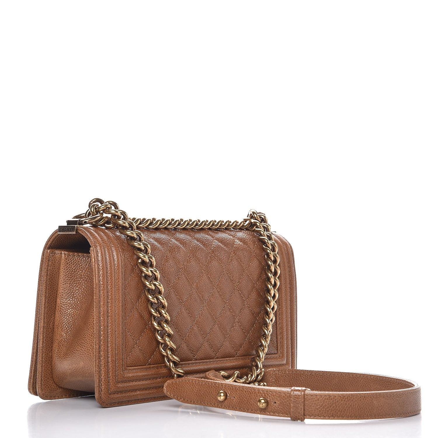 Chanel Caviar Quilted Medium Boy Flap Light Brown 3 of 14