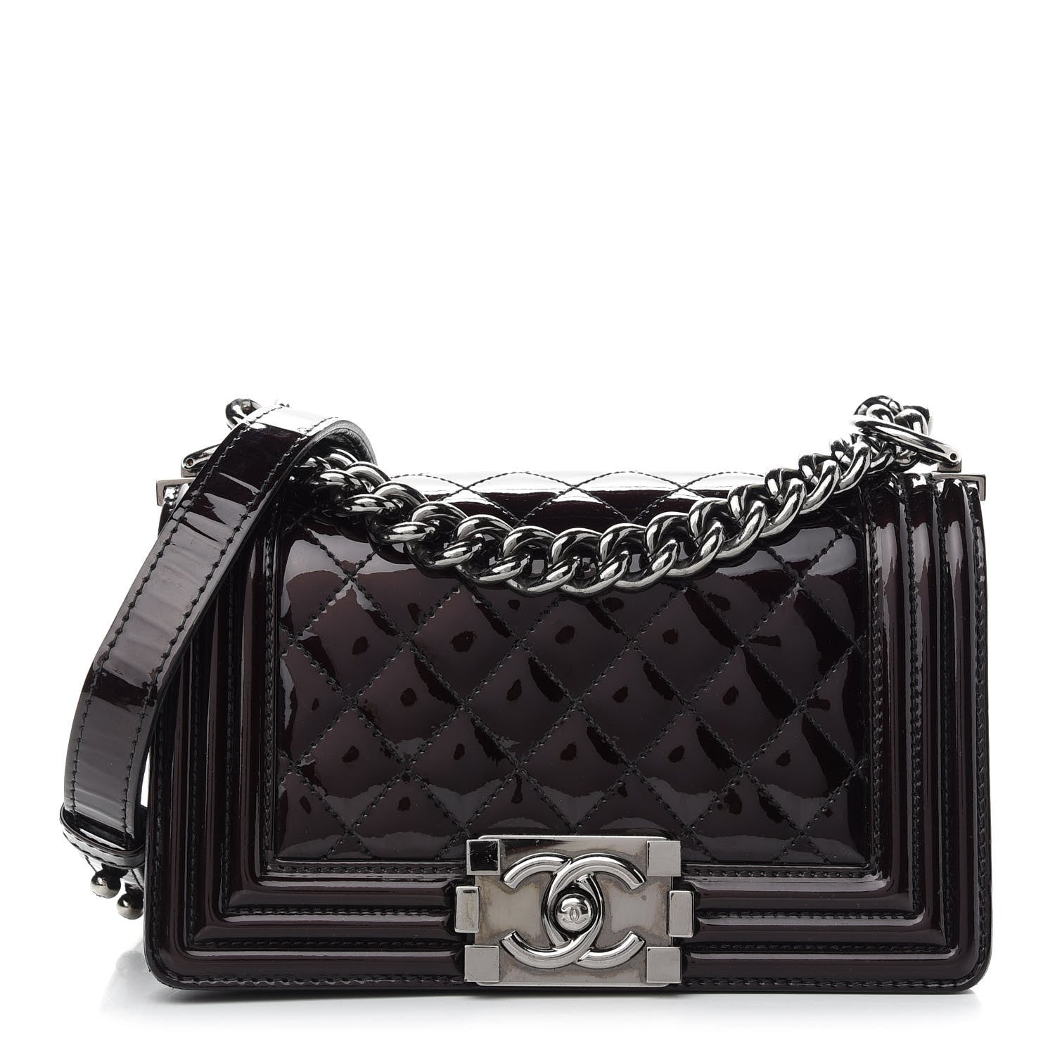 Chanel Patent Calfskin Quilted Small Boy Flap Black 1 of 11