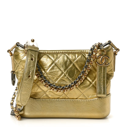 Chanel Metallic Aged Calfskin Quilted Small Gabrielle Hobo Gold 1 of 9