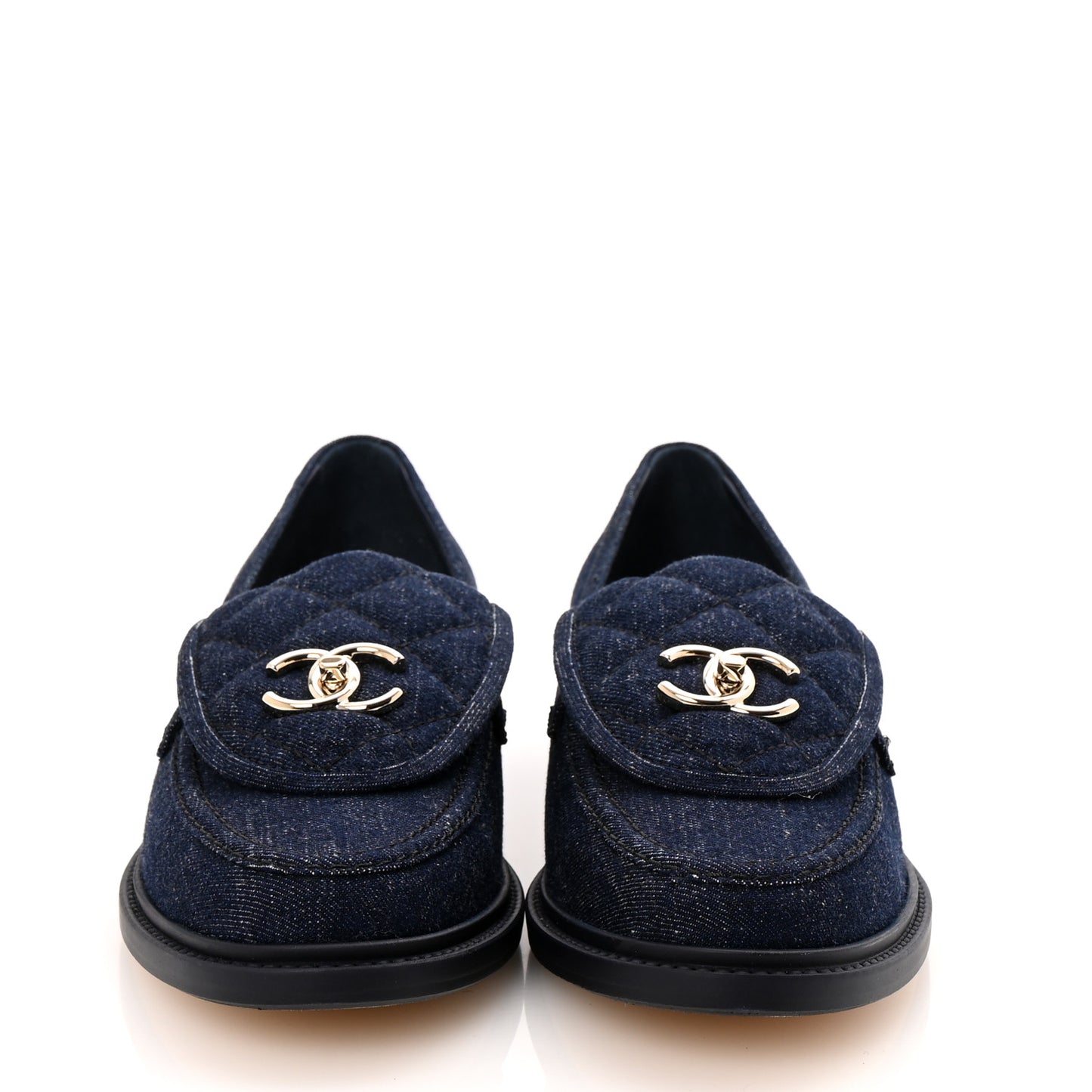 Denim CC Turnlock Loafers 41.5 Dark Blue