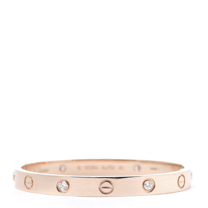 Cartier 18K Pink Gold 4 Diamond LOVE Bracelet 16 1 of 8