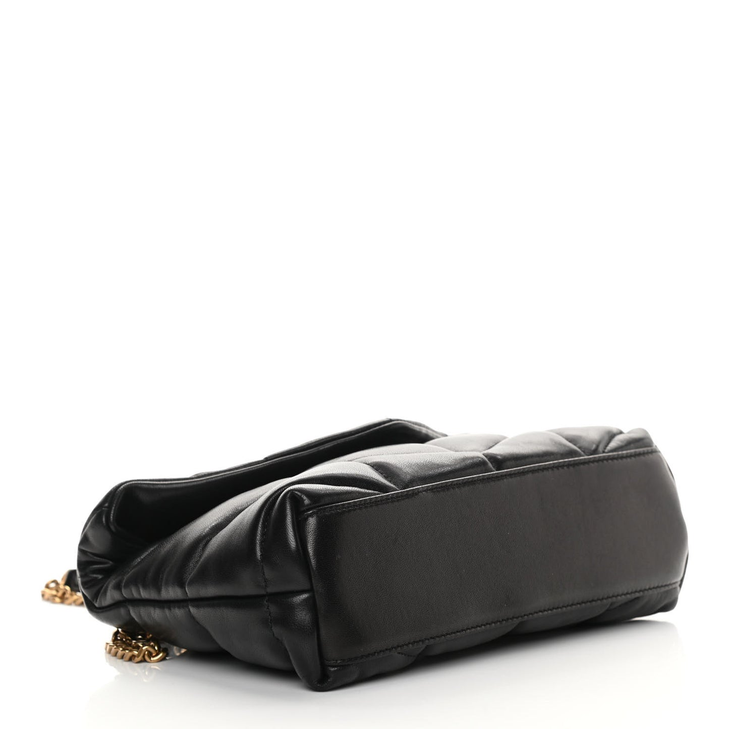 Lambskin Quilted Toy Loulou Puffer Monogram Chain Satchel Black